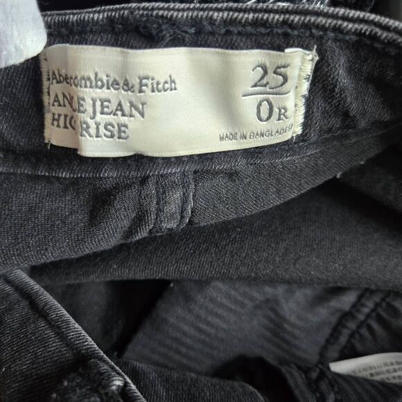 Abercrombie & Fitch Women's Ankle Jeans High Rise Size 0 Black Embroidered Stars - Picture 5 of 5